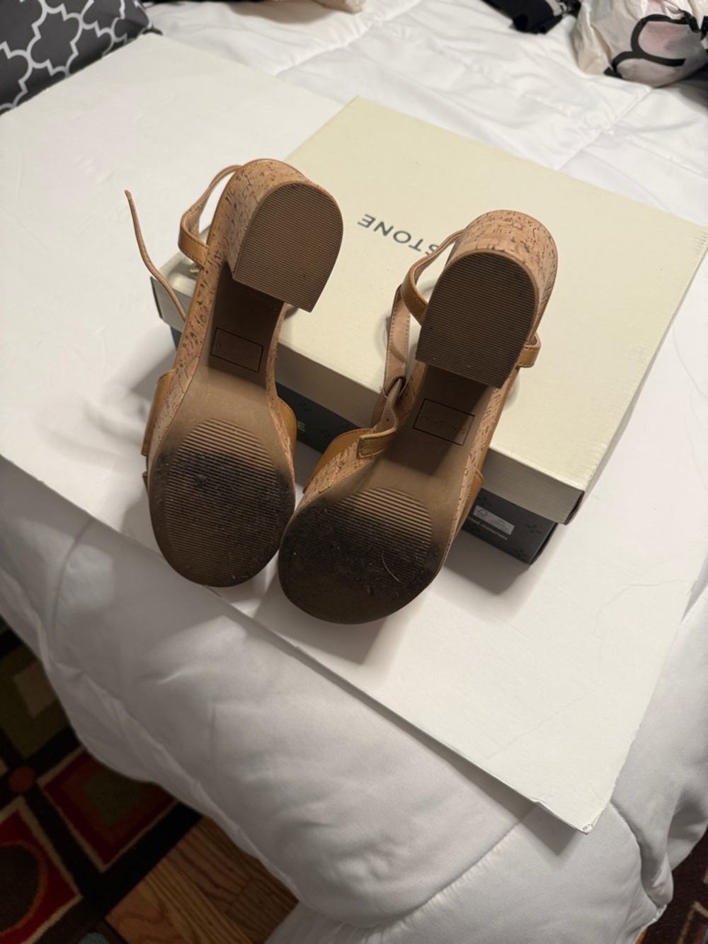 Sun + Stone Tan Cross-Strap Slingback Wedge Sandals - Picture 4 of 8